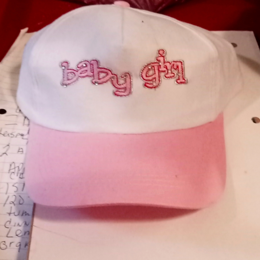 Baby girl cap white with pink brim